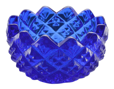 Cobalt Blue Glass Sawtooth Pattern Open Salt Cellar