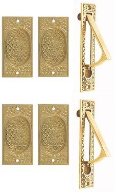 Craftsman Pattern Double Pocket Passage Style Door Set (Polished Brass Finish)