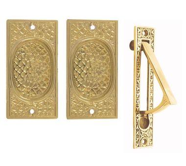Craftsman Pattern Single Pocket Passage Style Door Set (Polished Brass Finish)