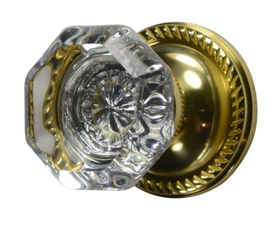 Providence Octagon Crystal Door Knob with Georgian Roped Rosette