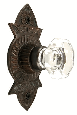 1 3/8 Inch Crystal Octagon Knob Eastlake Backplate (Oil Rubbed Bronze Finish)