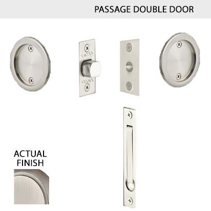 EMTEK Round Solid Brass Pocket Door Tubular Double Door Set (Several Finish Options)