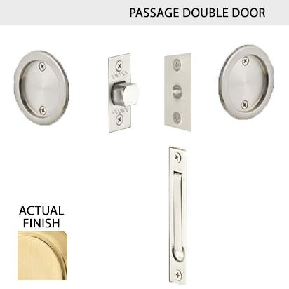 EMTEK Round Solid Brass Pocket Door Tubular Double Door Set (Several Finish Options)