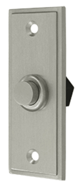 Bell Buttons, Solid Brass Bell Button, Rectangular Contemporary (Brushed Nickel Finish)