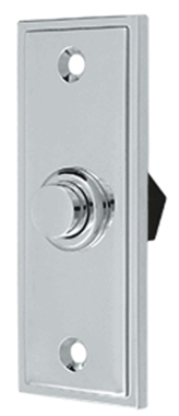 Bell Buttons, Solid Brass Bell Button, Rectangular Contemporary (Polished Chrome Finish)