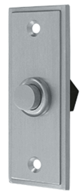 Bell Buttons, Solid Brass Bell Button, Rectangular Contemporary (Brushed Chrome Finish)