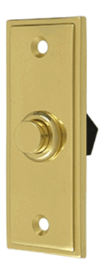 Bell Buttons, Solid Brass Bell Button, Rectangular Contemporary (Polished Brass Finish)