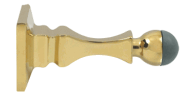 3 1/2 Inch Solid Brass Baseboard Door Bumper Stop (Polished Brass Finish)