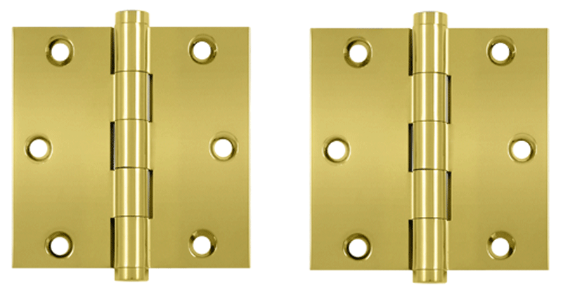 3 1/2 X 3 1/2 Inch Solid Brass Hinge Interchangeable Finials (Square Corner, PVD Polished Brass Finish)