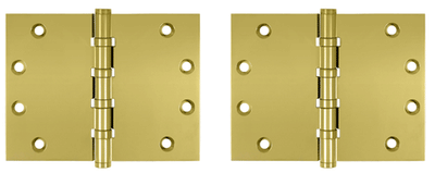 4 1/2 Inch X 6 Inch Solid Brass Wide Throw Hinge (Square Corner, PVD Polished Brass Finish)