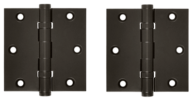 3 1/2 X 3 1/2 Inch Double Ball Bearing Hinge Interchangeable Finials (Square Corner, Oil Rubbed Bronze Finish)