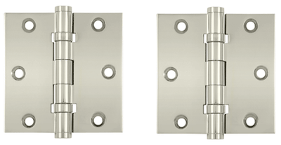 3 1/2 X 3 1/2 Inch Double Ball Bearing Hinge Interchangeable Finials (Square Corner, Polished Nickel Finish)