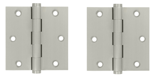 3 1/2 X 3 1/2 Inch Solid Brass Hinge Interchangeable Finials (Square Corner, Brushed Nickel Finish)