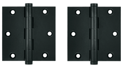3 1/2 X 3 1/2 Inch Solid Brass Hinge Interchangeable Finials (Square Corner, Paint Black Finish)