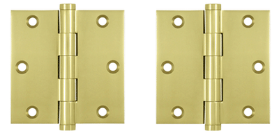 3 1/2 X 3 1/2 Inch Solid Brass Hinge Interchangeable Finials (Square Corner, Polished Brass Finish)