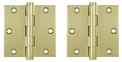3 1/2 X 3 1/2 Inch Solid Brass Hinge Interchangeable Finials (Square Corner, Unlacquered Brass Finish)