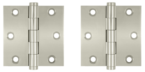 3 X 3 Inch Solid Brass Hinge Interchangeable Finials (Square Corner, Brushed Nickel Finish)