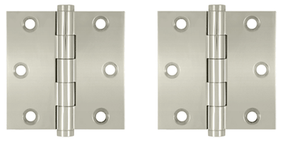 3 X 3 Inch Solid Brass Hinge Interchangeable Finials (Square Corner, Brushed Nickel Finish)