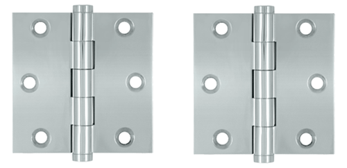 3 X 3 Inch Solid Brass Hinge Interchangeable Finials (Square Corner, Chrome Finish)