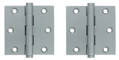 3 X 3 Inch Solid Brass Hinge Interchangeable Finials (Square Corner, Brushed Chrome Finish)