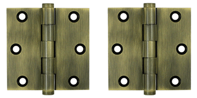 3 X 3 Inch Solid Brass Hinge Interchangeable Finials (Square Corner, Antique Brass Finish)