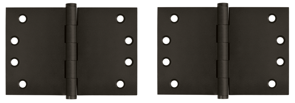 4 Inch X 6 Inch Solid Brass Wide Throw Hinge (Square Corner, Oil Rubbed Bronze Finish)