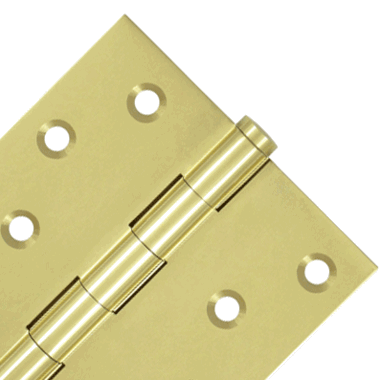 4 Inch X 4 Inch Solid Brass Zig-Zag Hinge (Square Corner, Polished Brass Finish)