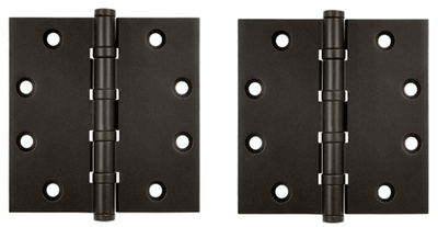 4 1/2 Inch X 4 1/2 Inch Solid Brass Four Ball Bearing Square Hinge (Oil Rubbed Bronze Finish)