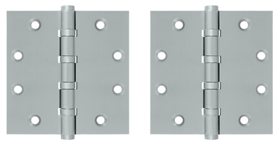 4 1/2 Inch X 4 1/2 Inch Solid Brass Four Ball Bearing Square Hinge (Brushed Chrome Finish)