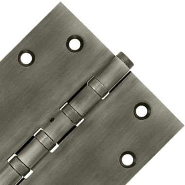 4 1/2 Inch X 4 1/2 Inch Solid Brass Non-Removable Pin Square Hinge (Antique Nickel Finish)