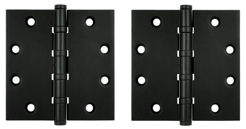 4 1/2 Inch X 4 1/2 Inch Solid Brass Non-Removable Pin Square Hinge (Paint Black Finish)