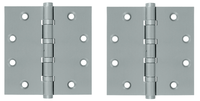 4 1/2 Inch X 4 1/2 Inch Solid Brass Non-Removable Pin Square Hinge (Brushed Chrome Finish)
