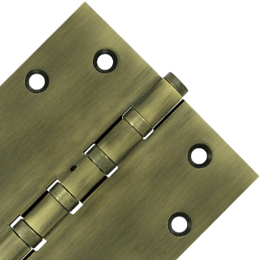 4 1/2 Inch X 4 1/2 Inch Solid Brass Non-Removable Pin Square Hinge (Antique Brass Finish)