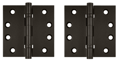 Pair 4 Inch X 4 Inch Double Ball Bearing Hinge Interchangeable Finials (Square Corner, Oil Rubbed Bronze Finish)