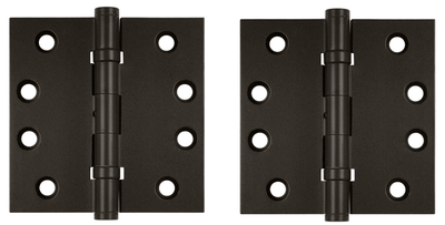4 Inch X 4 Inch Ball Bearing Hinge Interchangeable Finials (Square Corner, Oil Rubbed Bronze Finish)