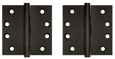 Pair 4 Inch X 4 Inch Non-Removable Pin Hinge Interchangeable Finials (Square Corner, Oil Rubbed Bronze Finish)