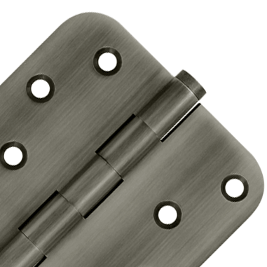 4 Inch X 4 Inch Solid Brass Zig-Zag Hinge (5/8 Radius Corner, Antique Nickel Finish) DELTANA