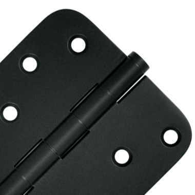 DELTANA 4 Inch X 4 Inch Solid Brass Zig-Zag Hinge (5/8 Radius Corner, Paint Black Finish)