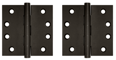 Pair 4 Inch X 4 Inch Solid Brass Hinge Interchangeable Finials (Square Corner, Oil Rubbed Bronze Finish)