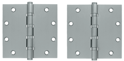5 Inch X 5 Inch Solid Brass Four Ball Bearing Square Hinge (Brushed Chrome Finish)