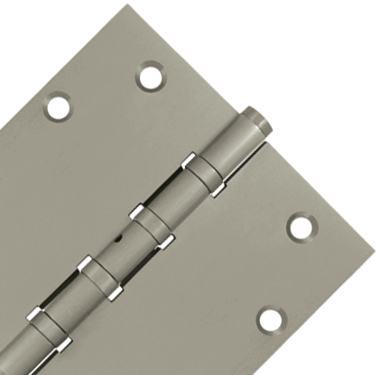 5 Inch X 5 Inch Solid Brass Non-Removable Pin Square Hinge (Brushed Nickel Finish)