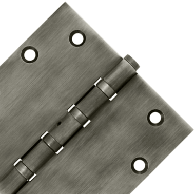 5 Inch X 5 Inch Solid Brass Non-Removable Pin Square Hinge (Antique Nickel Finish)