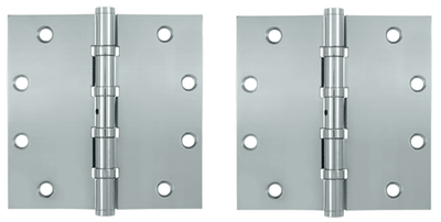 5 Inch X 5 Inch Solid Brass Non-Removable Pin Square Hinge (Chrome Finish)
