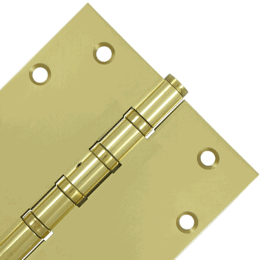 5 Inch X 5 Inch Solid Brass Non-Removable Pin Square Hinge (Polished Brass Finish)