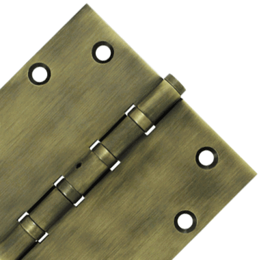 5 Inch X 5 Inch Solid Brass Non-Removable Pin Square Hinge (Antique Brass Finish)