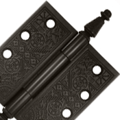 4 X 4 Inch Solid Brass Ornate Finial Style Hinge (Oil Rubbed Bronze)