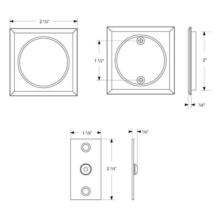 EMTEK Square Solid Brass Pocket Door Tubular Passage Set (Several Finish Options)