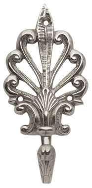 Art Deco Fleur De Lis Solid Brass Robe Hook (Polished Nickel Finish)