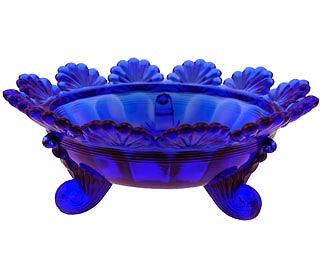 Footed Berry Bowl - Cobalt Blue Glass