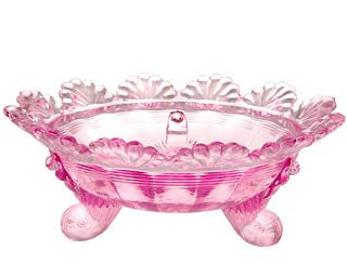 Footed Berry Bowl - Depression Pink Glass